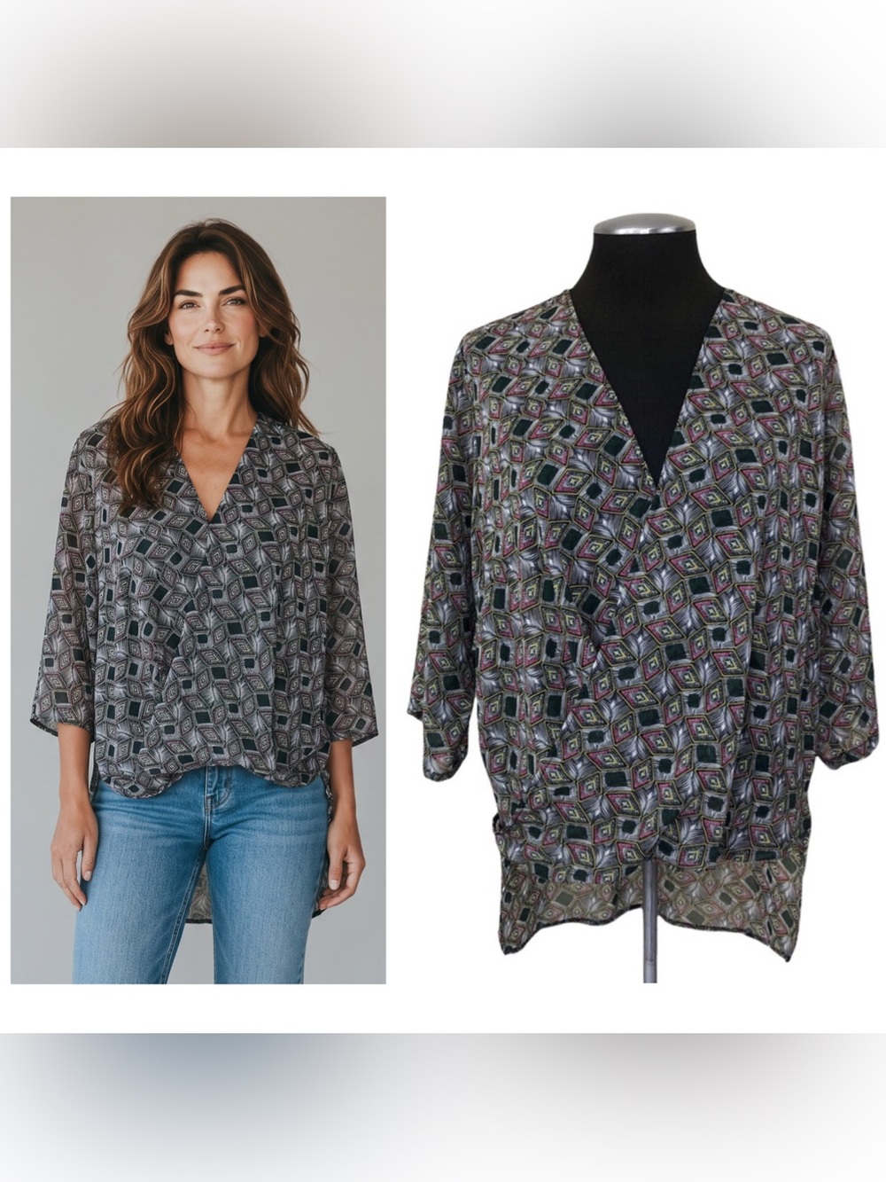 WAYF - Semi-Sheer High Low Surplice V-Neck Blouse - Nordstrom - Medium